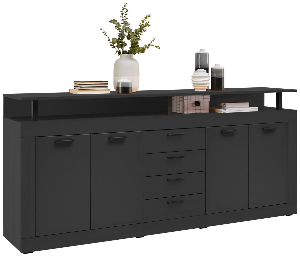 SIDEBOARD  in 195/88/38 cm  - Anthrazit/Schwarz, Basics, Holzwerkstoff/Kunststoff (195/88/38cm) - Xora