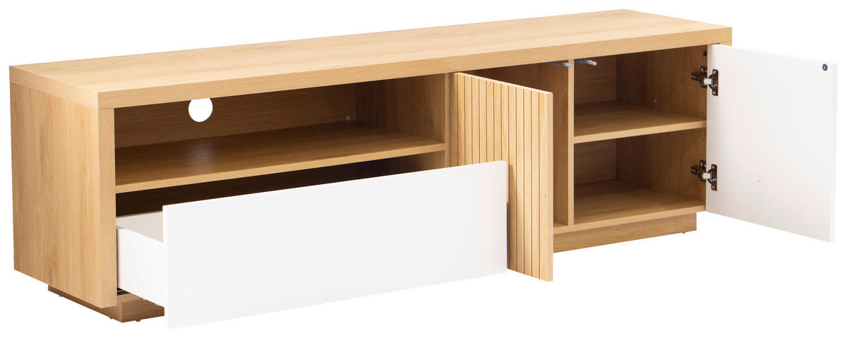 LOWBOARD  in 162/49/40 cm  - Weiß Hochglanz/Eichefarben, KONVENTIONELL, Holzwerkstoff (162/49/40cm) - Xora