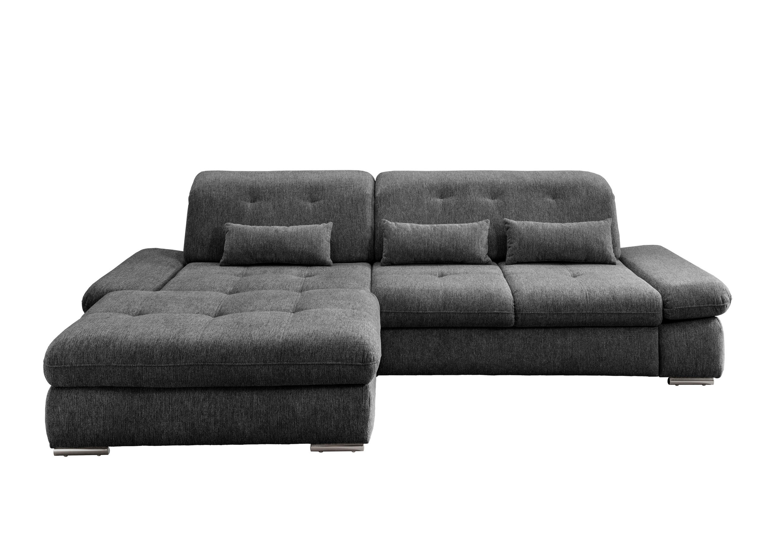 ECKSOFA in Chenille Anthrazit  - Chromfarben/Anthrazit, Design, Textil/Metall (196/300cm) - Livetastic