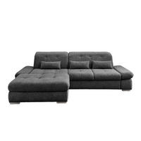 ECKSOFA in Chenille Anthrazit  - Chromfarben/Anthrazit, Design, Textil/Metall (196/300cm) - Livetastic