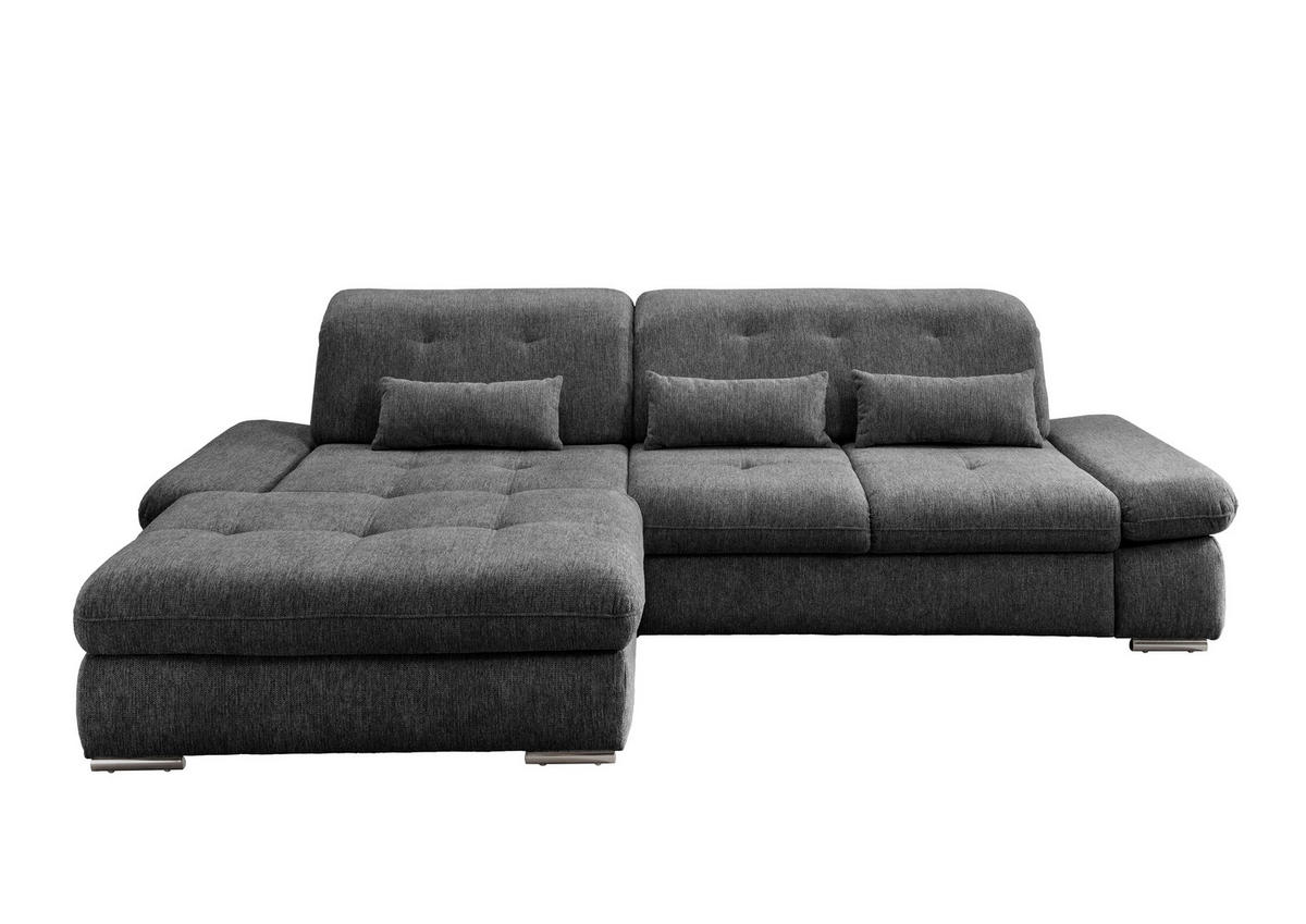 ECKSOFA in Chenille Anthrazit  - Chromfarben/Anthrazit, Design, Textil/Metall (196/300cm) - Livetastic