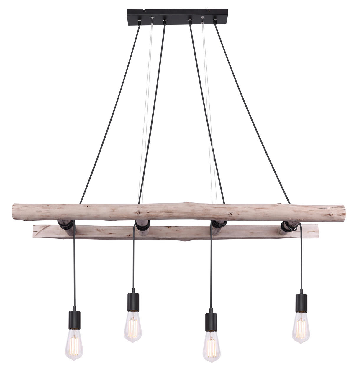 HÄNGELEUCHTE Rustic 115/30/192 cm   - Schwarz/Naturfarben, Design, Holz/Metall (115/30/192cm) - Marama