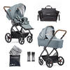 KINDERWAGENSET  FX4 Classic   - Petrol/Schwarz, Basics, Textil/Metall (57/129/100cm) - Gesslein