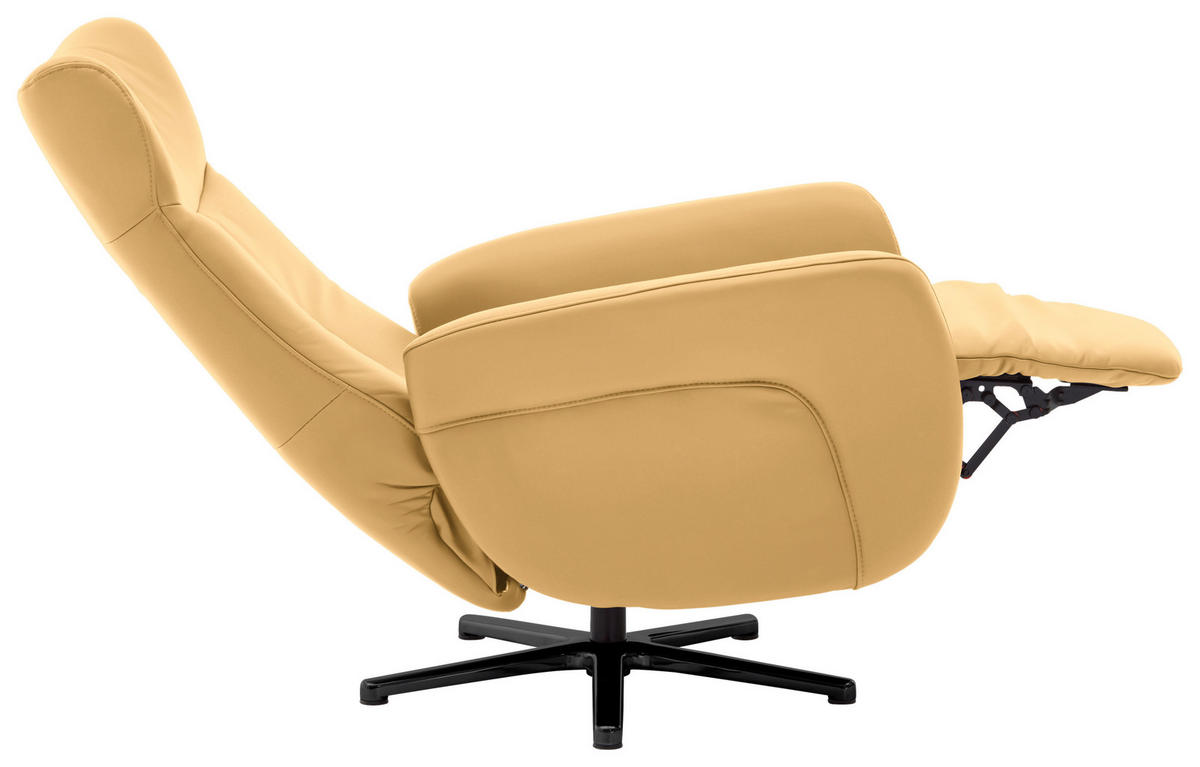 RELAXSESSEL in Leder Gelb  - Gelb/Schwarz, Design, Leder/Metall (76/112/83cm) - Beldomo Speed