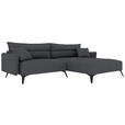 ECKSOFA  in Cord Dunkelgrau  253/180 cm  - Dunkelgrau/Schwarz, KONVENTIONELL, Textil/Metall (253/180cm) - Carryhome