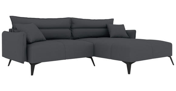 ECKSOFA  in Cord Dunkelgrau  253/180 cm  - Dunkelgrau/Schwarz, KONVENTIONELL, Textil/Metall (253/180cm) - Carryhome