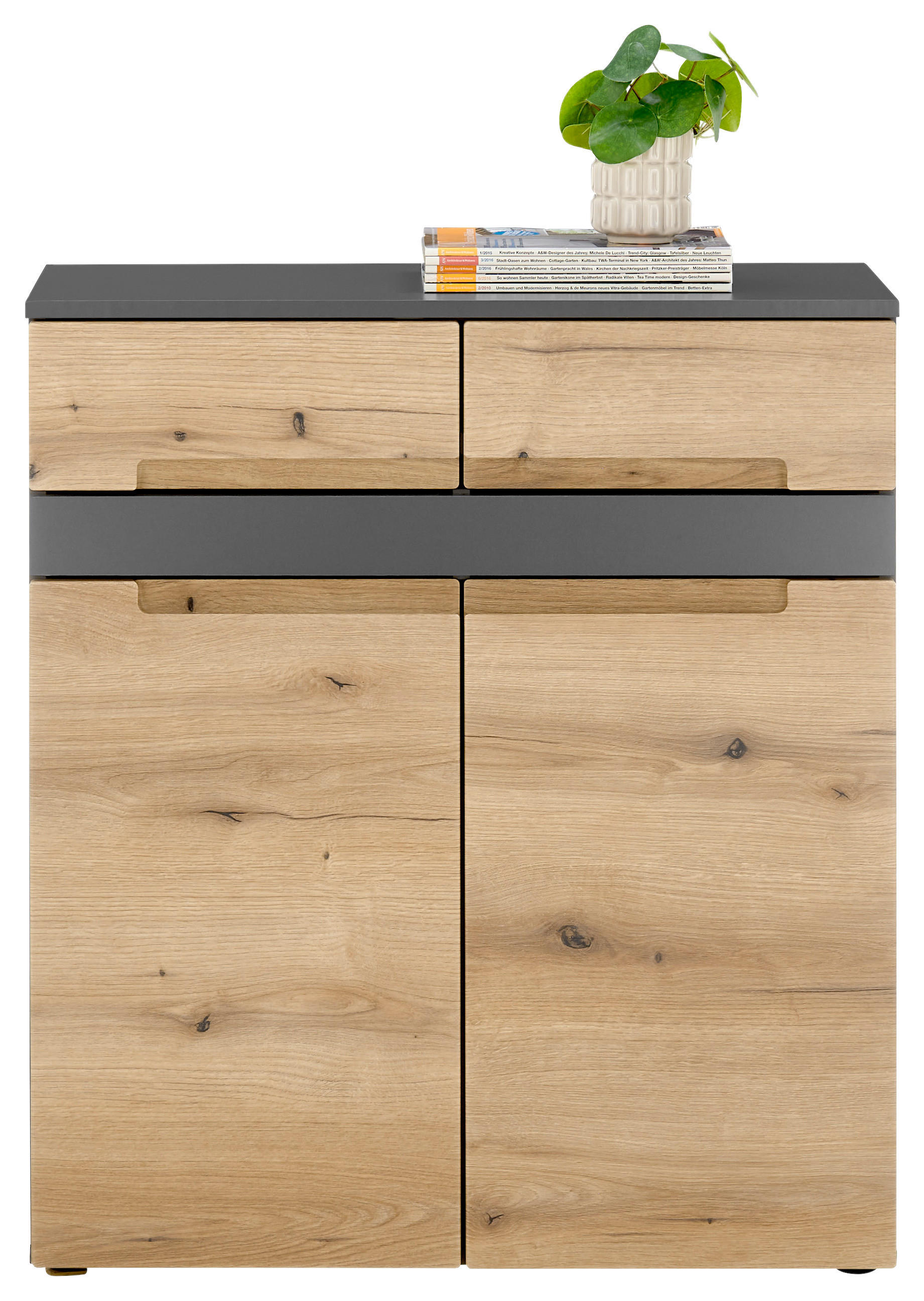 Schuhschrank Petra Anthrazit, Eichefarben  - Eichefarben/Anthrazit, Design, Holzwerkstoff/Kunststoff (80/91/38cm) - Livetastic