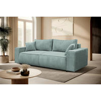 SCHLAFSOFA LOFT Cord Türkis  inkl. Zierkissen, Rückenkissen, Bettkasten  - Türkis/Schwarz, Design, Kunststoff/Textil (255/90/97cm) - MID.YOU