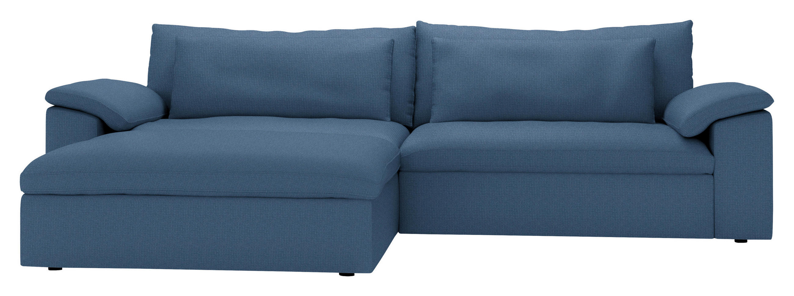 ECKSOFA  Chenille Dunkelblau  - Schwarz/Dunkelblau, Modern, Kunststoff/Textil (198/306cm) - Carryhome