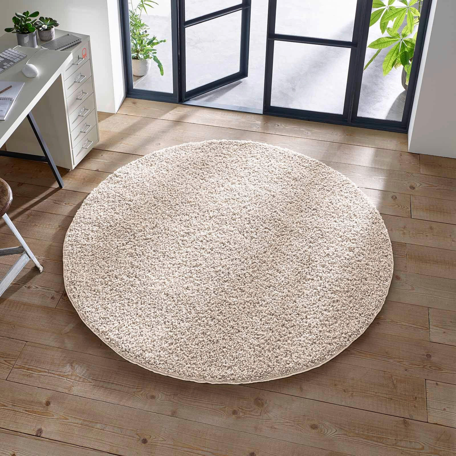 HOCHFLORTEPPICH  Wohnzimmer 150 cm Venezia Creme rund  - Creme, KONVENTIONELL, Textil (150cm) - Novel