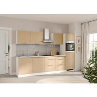 KÜCHENBLOCK 300 cm   in Weiß, Eichefarben  - Eichefarben/Beige, LIFESTYLE, Holzwerkstoff/Metall (300cm) - Held
