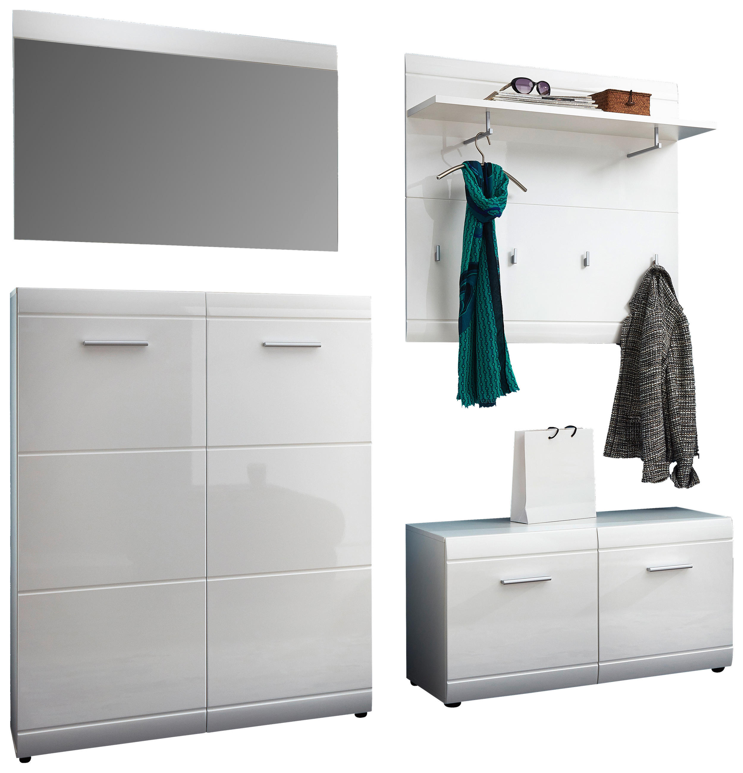 GARDEROBE 4-teilig  in 201/200/39 cm  - Weiß, Design, Holzwerkstoff (201/200/39cm) - Carryhome