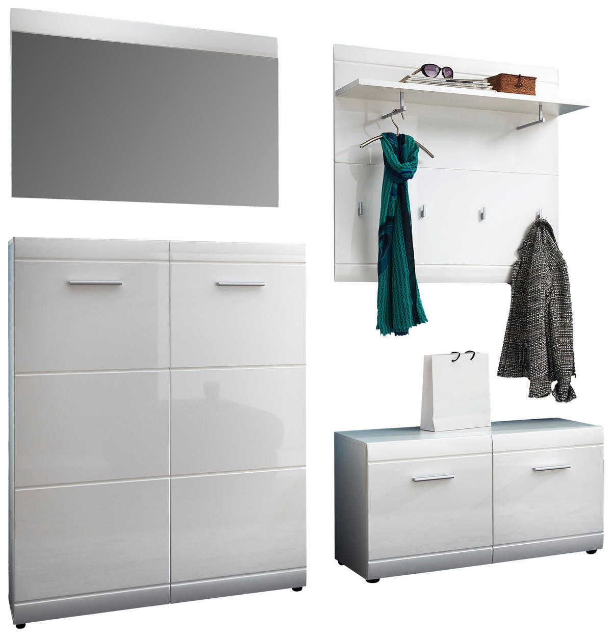 GARDEROBE 4-teilig  in 201/200/39 cm  - Weiß, Design, Holzwerkstoff (201/200/39cm) - Carryhome