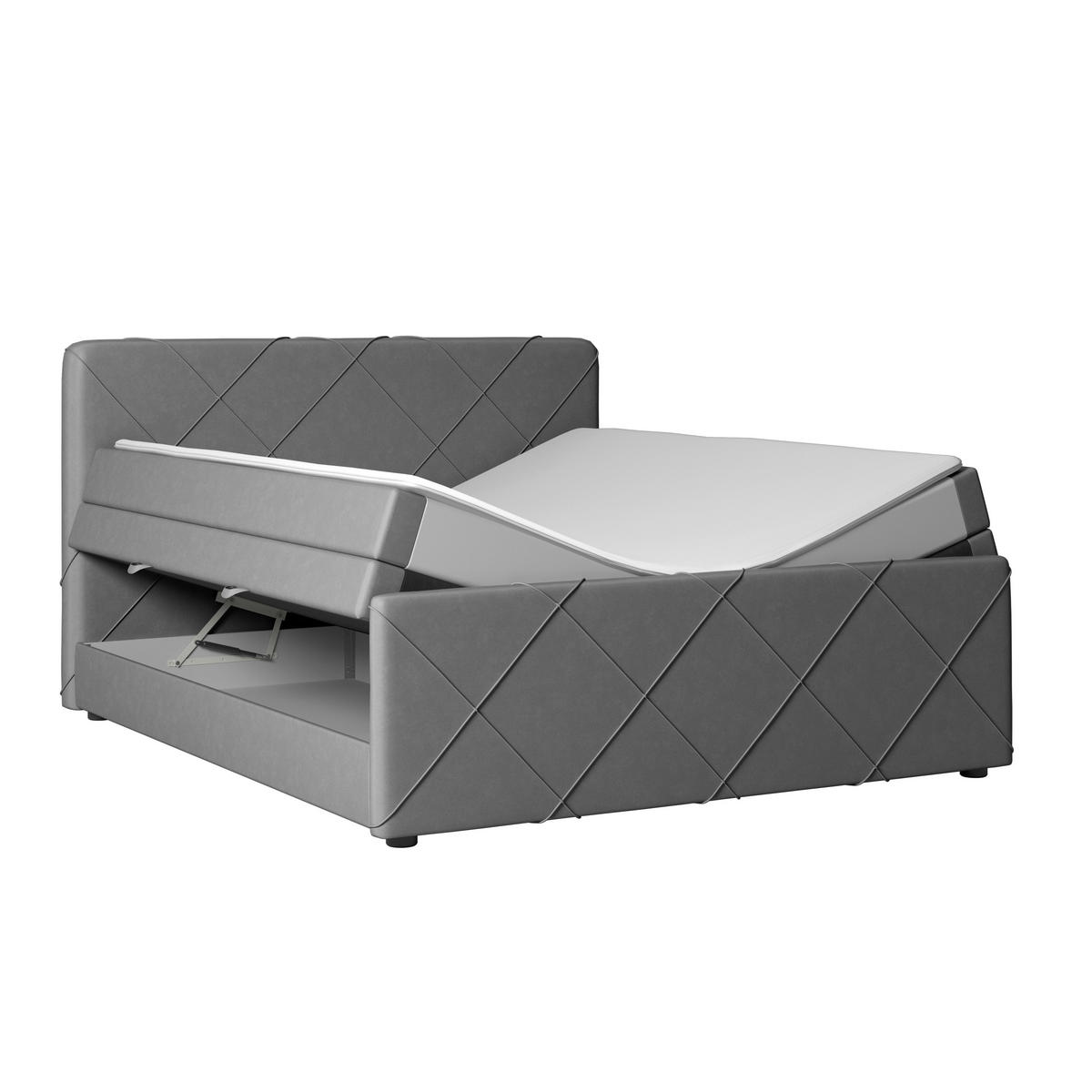 BOXSPRINGBETT 180/200 cm  in Hellgrau  - Hellgrau/Schwarz, Modern, Karton/Holz (180/200cm) - MID.YOU
