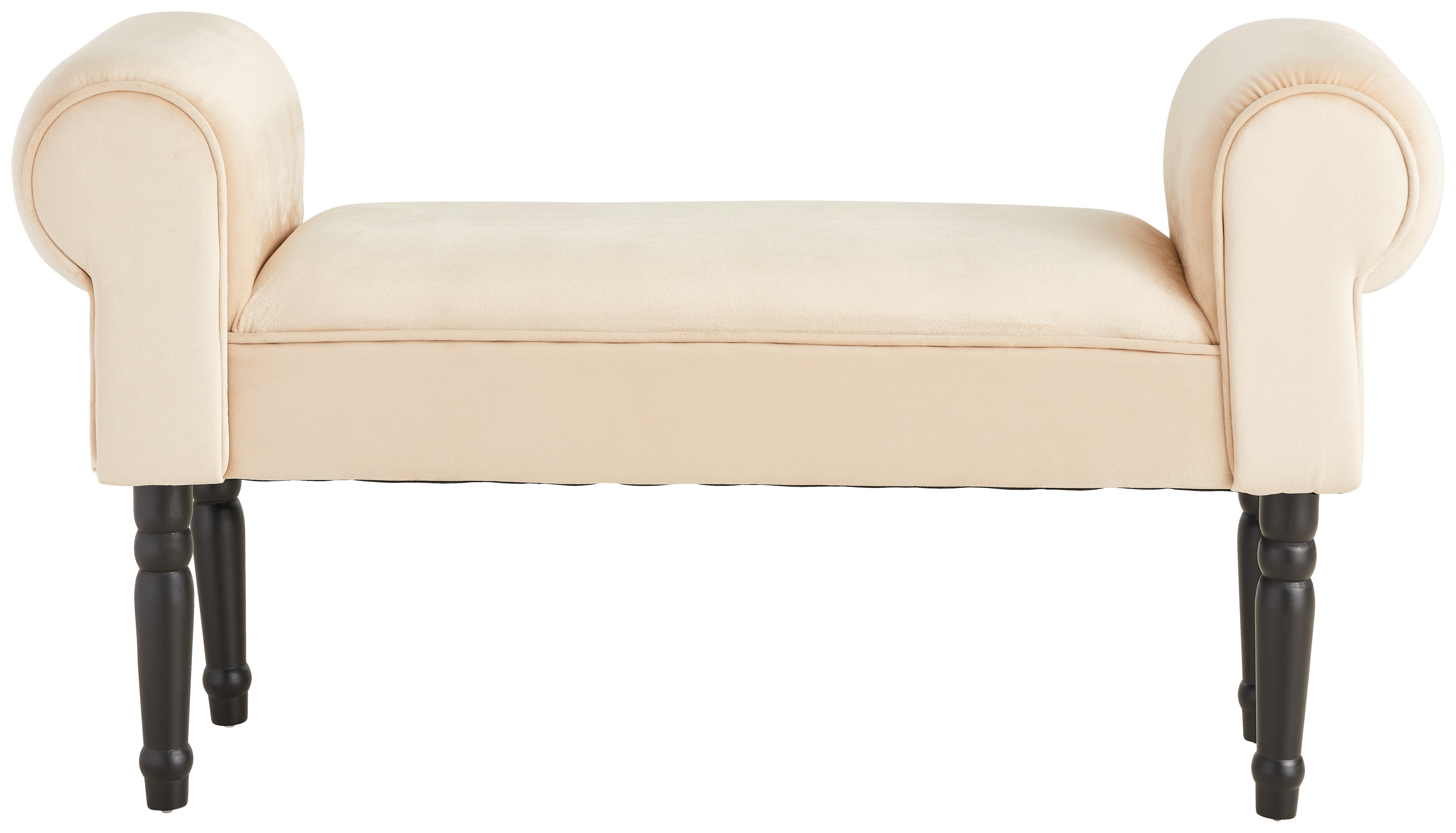 HOCKER Samt Kiefer Schwarz, Beige  - Beige/Schwarz, Trend, Holz/Textil (100/54/30cm) - Xora