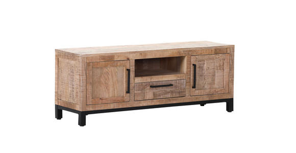 LOWBOARD RIO  in 130/50/40 cm  - Schwarz/Naturfarben, Design, Holz/Metall (130/50/40cm) - Landscape