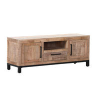 LOWBOARD RIO  in 130/50/40 cm  - Schwarz/Naturfarben, Design, Holz/Metall (130/50/40cm) - Landscape