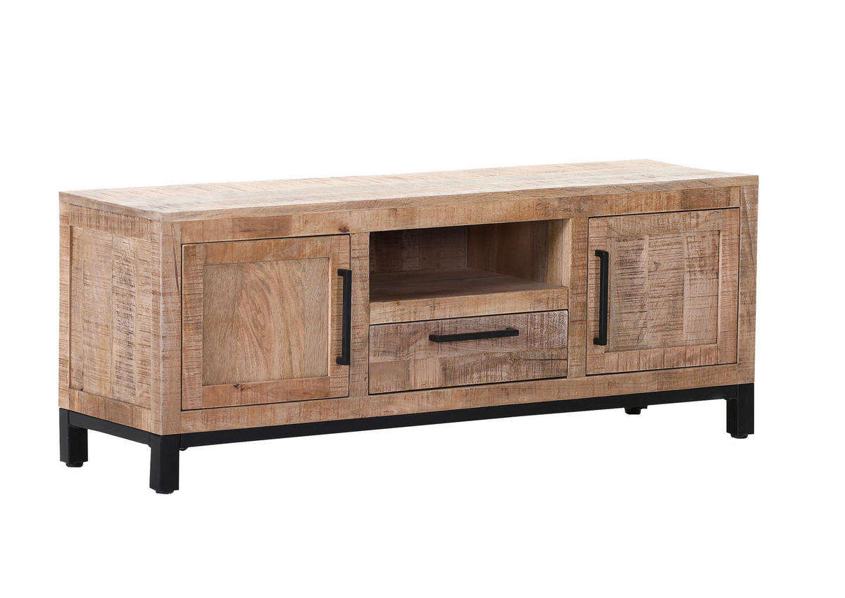 LOWBOARD RIO  in 130/50/40 cm  - Schwarz/Naturfarben, Design, Holz/Metall (130/50/40cm) - Landscape