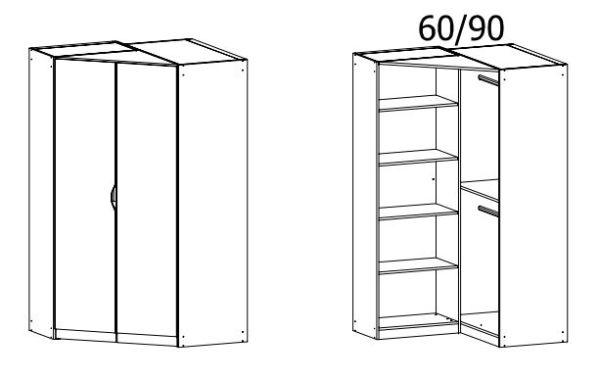ECKSCHRANK 117/197/104 cm Weiß  - Weiß, MODERN, Holzwerkstoff (117/197/104cm) - Rauch Möbel