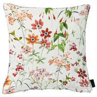 OUTDOOR-KISSEN in Grün, Rot, Weiß Blume 50/50 cm  - Rot/Weiß, Basics, Textil (50/50cm)