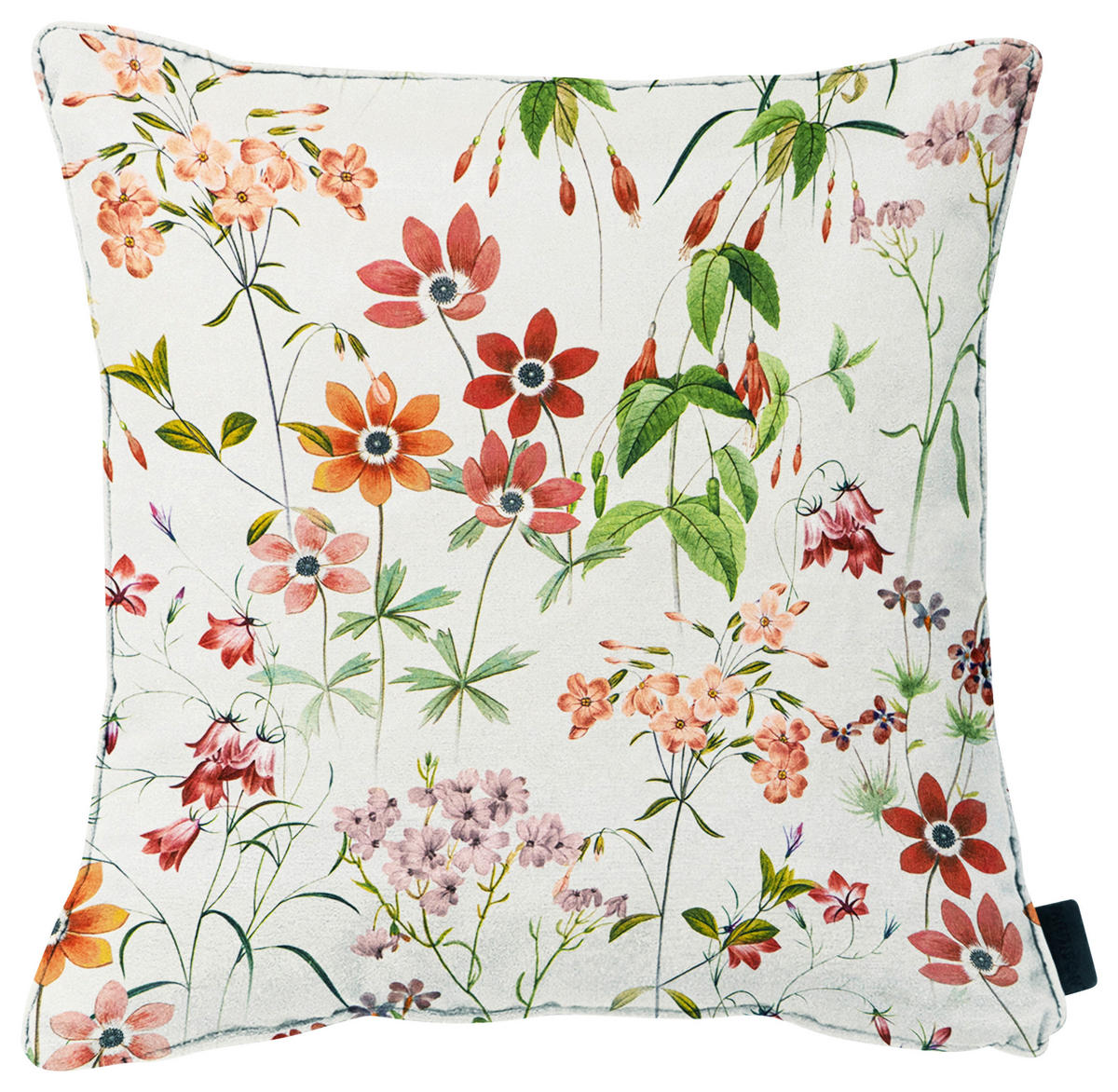 OUTDOOR-KISSEN in Grün, Rot, Weiß Blume 50/50 cm  - Rot/Weiß, Basics, Textil (50/50cm)