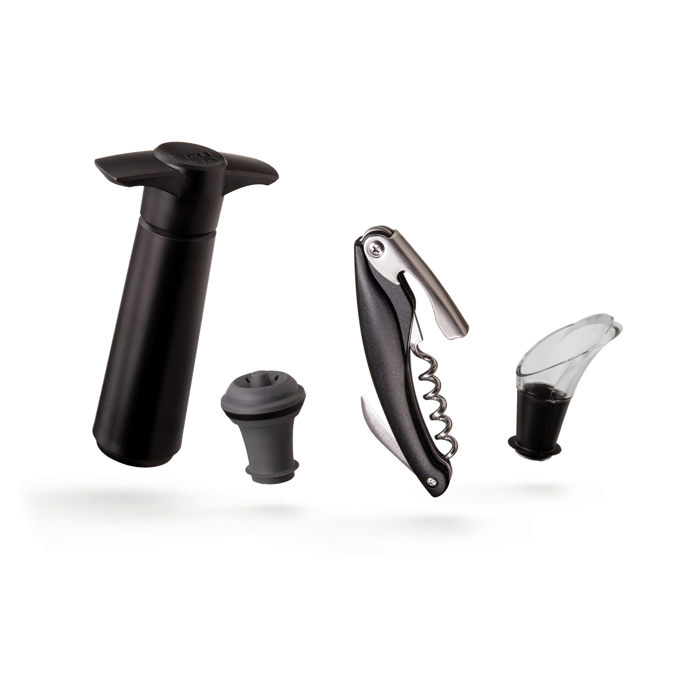 SET ZA VINO  - boje oplemenjenog čelika/crna, Basics, metal/plastika (10.2/15.8/10.2cm) - Vacu Vin