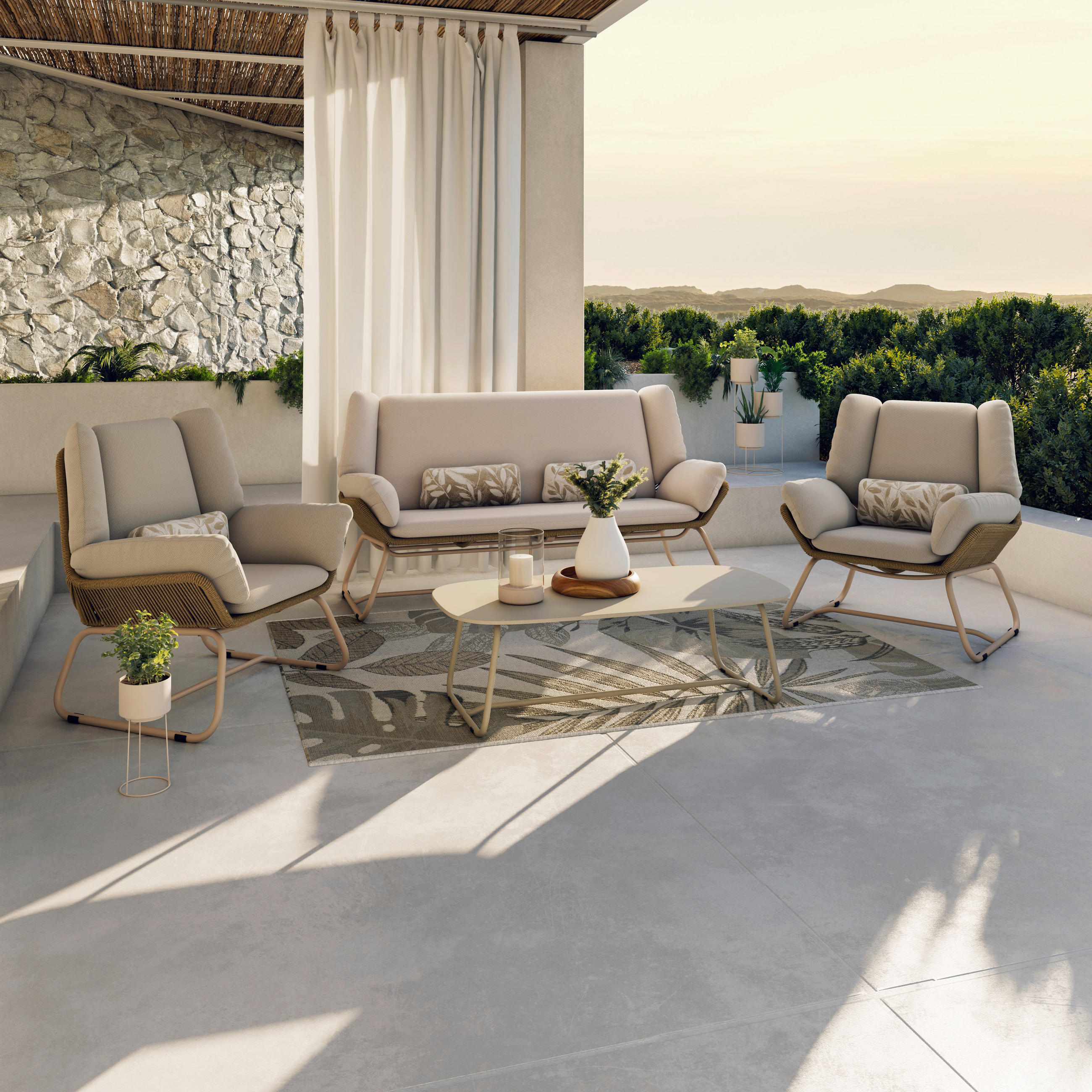 GARTENSET Webstoff Aluminium  - Beige/Naturfarben, Design, Kunststoff/Textil - Dieter Knoll