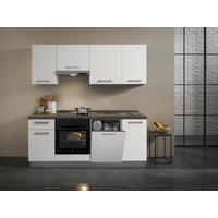 KÜCHENBLOCK 210 cm   in Weiß  - Eiche grau/Alufarben, Basics, Holzwerkstoff/Kunststoff (210cm) - MID.YOU