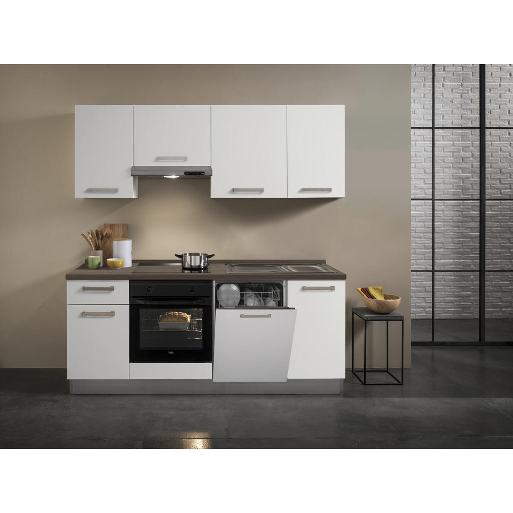 Küchenzeile Belluna M. Geräten B: 210 Cm Weiß/eiche Dekor