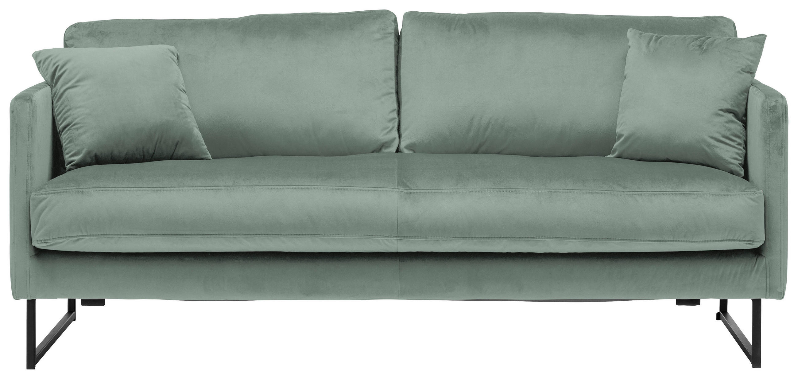 2,5-SITS SOFFA i sammet mintgrön  - mintgrön/svart, Design, metall/textil (180/78/84cm) - Carryhome