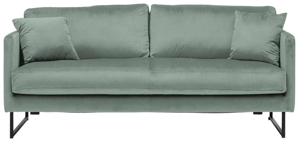 2,5-SITZER Samt Mintgrün  - Schwarz/Mintgrün, Design, Textil/Metall (180/78/84cm) - Carryhome