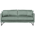 2,5-SITZER  in Samt Mintgrün  - Schwarz/Mintgrün, Design, Textil/Metall (180/78/84cm) - Carryhome