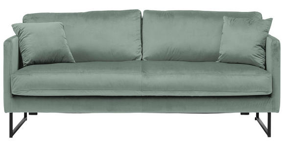2,5-SITZER  in Samt Mintgrün  - Schwarz/Mintgrün, Design, Textil/Metall (180/78/84cm) - Carryhome