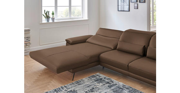 ECKSOFA in Echtleder Braun  - Schwarz/Braun, Design, Leder/Metall (193/328cm) - Dieter Knoll