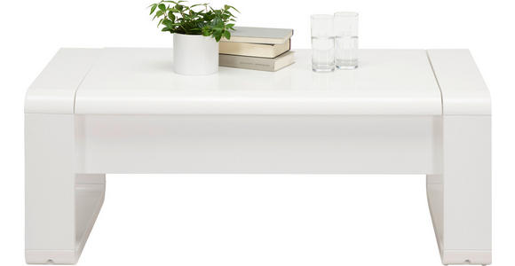 COUCHTISCH 115/60/45-71 cm rechteckig Weiß Hochglanz - Weiß Hochglanz/Weiß, Design, Holzwerkstoff/Metall (115/60/45-71cm) - Hom`in