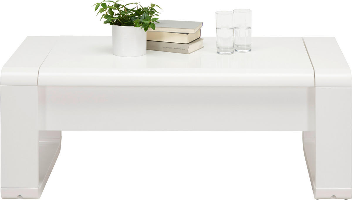 COUCHTISCH 115/60/45-71 cm rechteckig Weiß Hochglanz  - Weiß Hochglanz/Weiß, Design, Holzwerkstoff/Metall (115/60/45-71cm) - Hom`in
