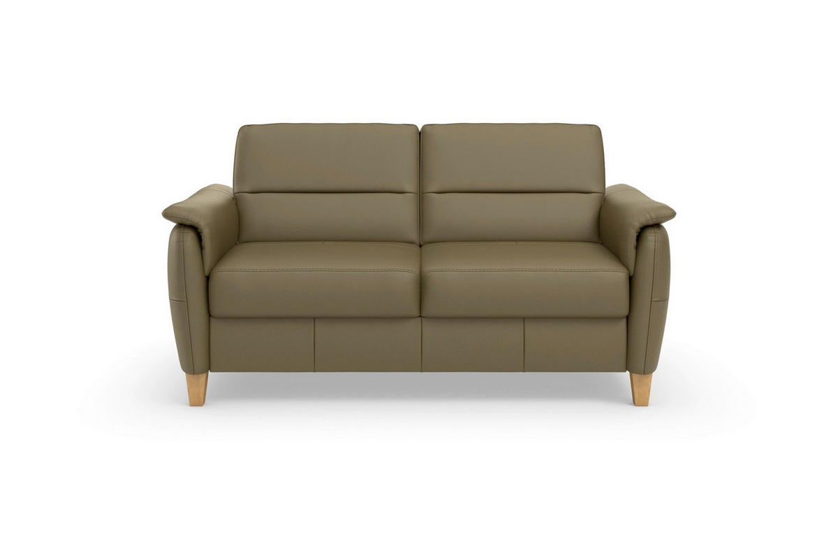 3-SITZER-SOFA PALMERA E Echtleder Olivgrün  - Eichefarben/Olivgrün, Basics, Leder/Holz (179/89/89cm) - Sit & More