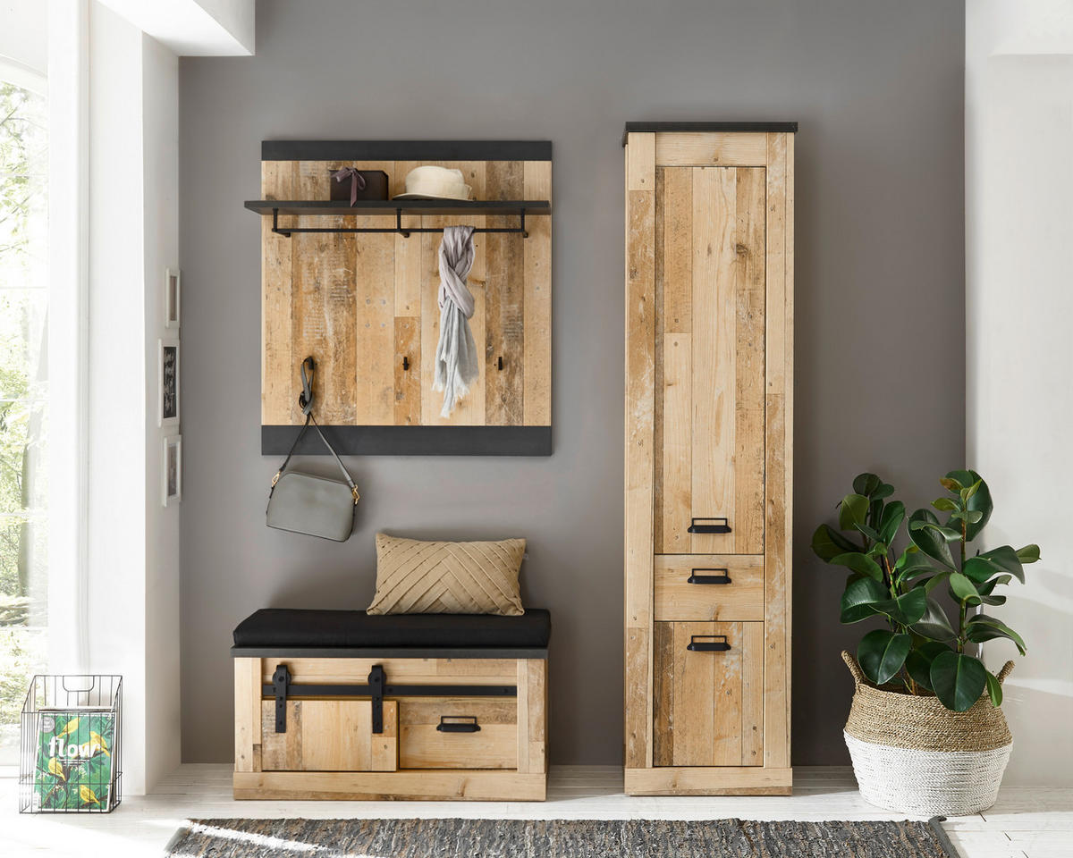 GARDEROBENSCHRANK  in 51/201/38 cm  - Anthrazit/Schwarz, Design, Holzwerkstoff/Metall (51/201/38cm) - Modante