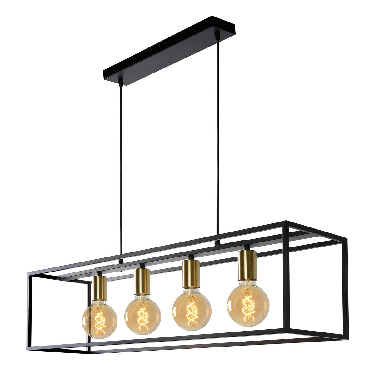 HÄNGELEUCHTE Ruben 92/22/150 cm   - Schwarz, Basics, Metall (92/22/150cm) - Lucide