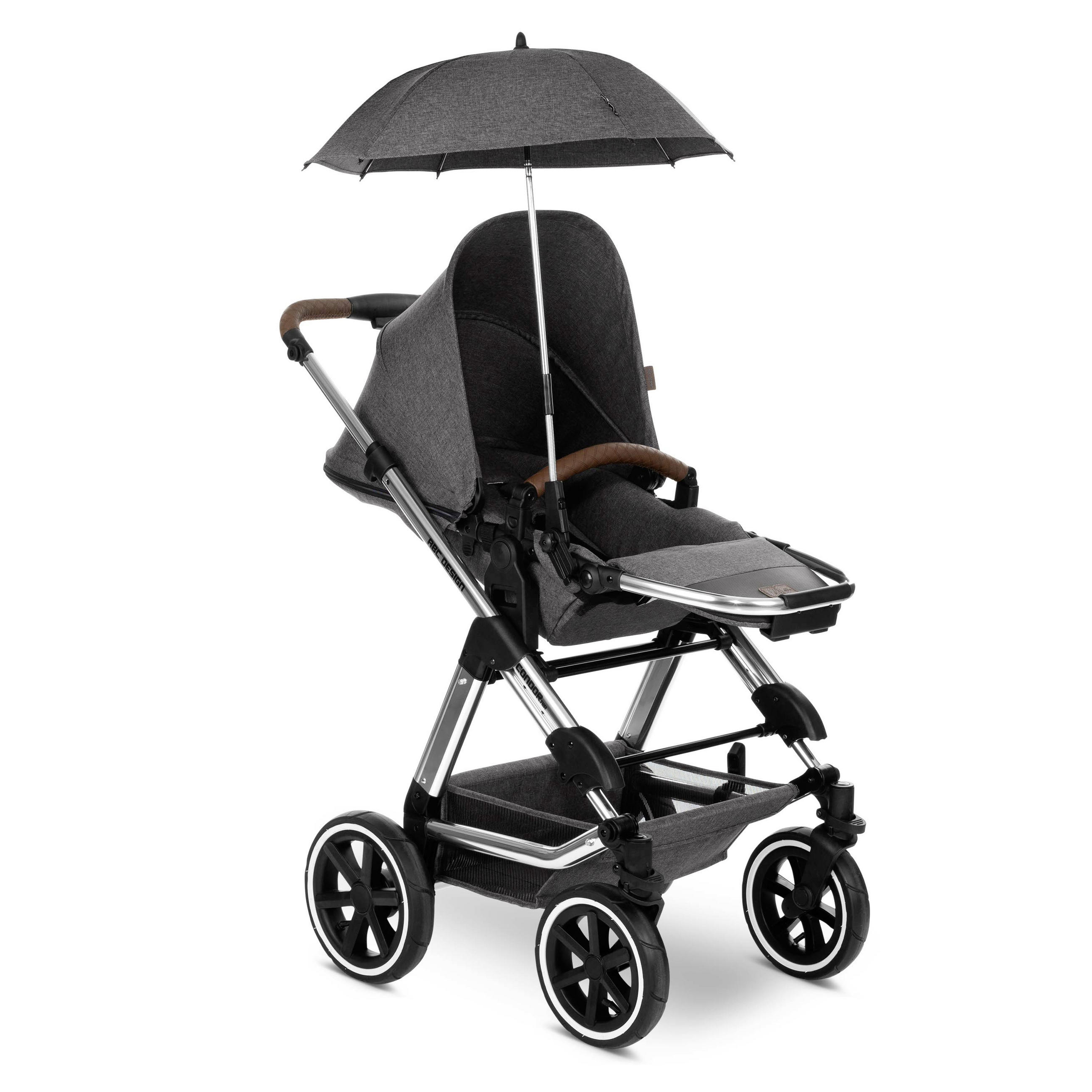 KINDERWAGENSONNENSCHIRM Sunny  - Chromfarben/Anthrazit, Basics, Textil/Metall (10/4/55,5cm) - ABC Design