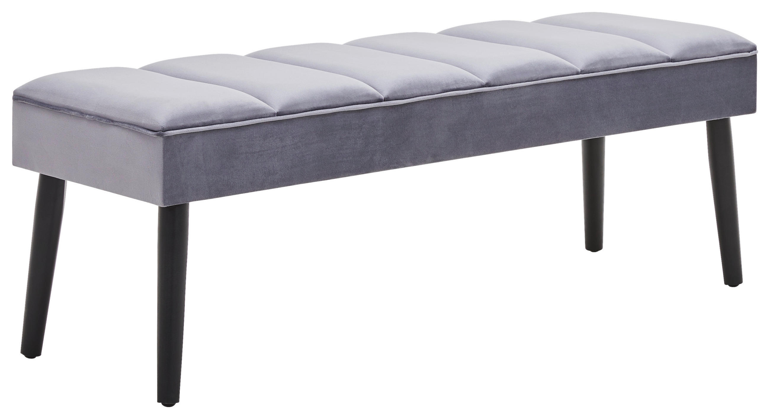 SITZBANK 120/43/40 cm Samt Grau, Schwarz Holz  - Schwarz/Grau, LIFESTYLE, Holz/Textil (120/43/40cm) - Xora