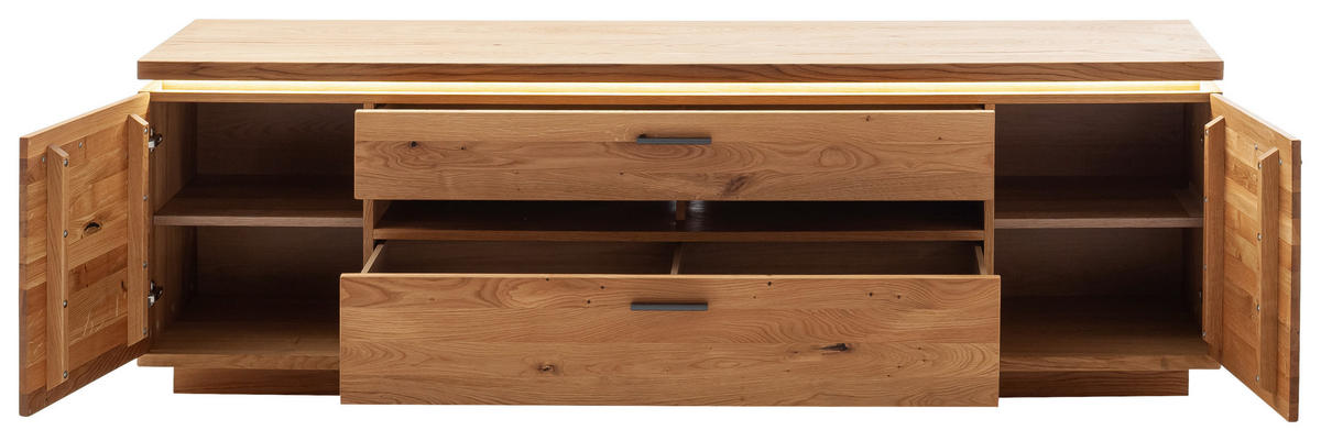 NÍZKÁ KOMODA, dub, barvy dubu, 210/68/50 cm - barvy dubu/černá, Natur, kov/dřevo (210/68/50cm) - Linea Natura