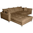 ECKSOFA Rostfarben Chenille Zierkissen, Rückenkissen, Rücken echt  - Chromfarben/Rostfarben, KONVENTIONELL, Textil/Metall (227/329cm) - Carryhome