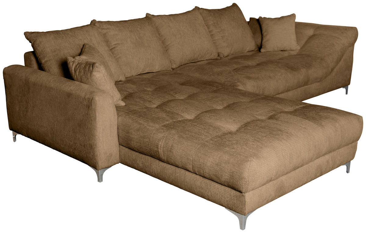 ECKSOFA in Chenille Rostfarben  227/329 cm  - Chromfarben/Rostfarben, KONVENTIONELL, Textil/Metall (227/329cm) - Carryhome