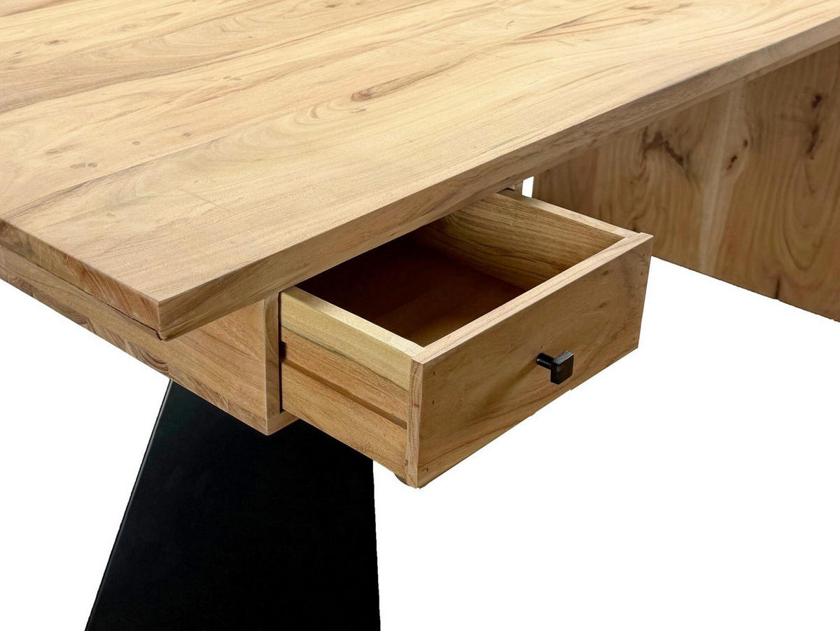 PISALNA MIZA les barve akacije  - črna/barve akacije, Design, kovina/les (180/77/90cm) - Livetastic