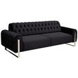 3-SITZER-SOFA  in Velours Schwarz  - Goldfarben/Schwarz, KONVENTIONELL, Textil/Metall (264/90/97cm) - Carryhome