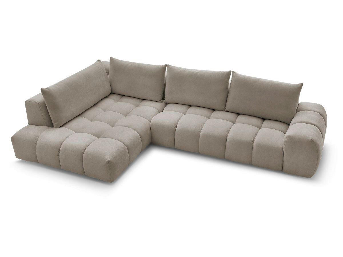 ECKSOFA Ottomane links  EVEREST Taupe Struktur  - Taupe/Schwarz, MODERN, Kunststoff/Textil (210/352cm) - Livetastic