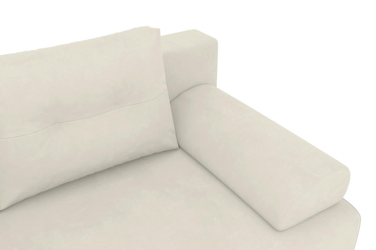 SCHLAFSOFA  mit Liegefunktion, Rücken echt Plüsch Creme  - Creme/Schwarz, KONVENTIONELL, Textil/Metall (200/98/90cm) - Carryhome