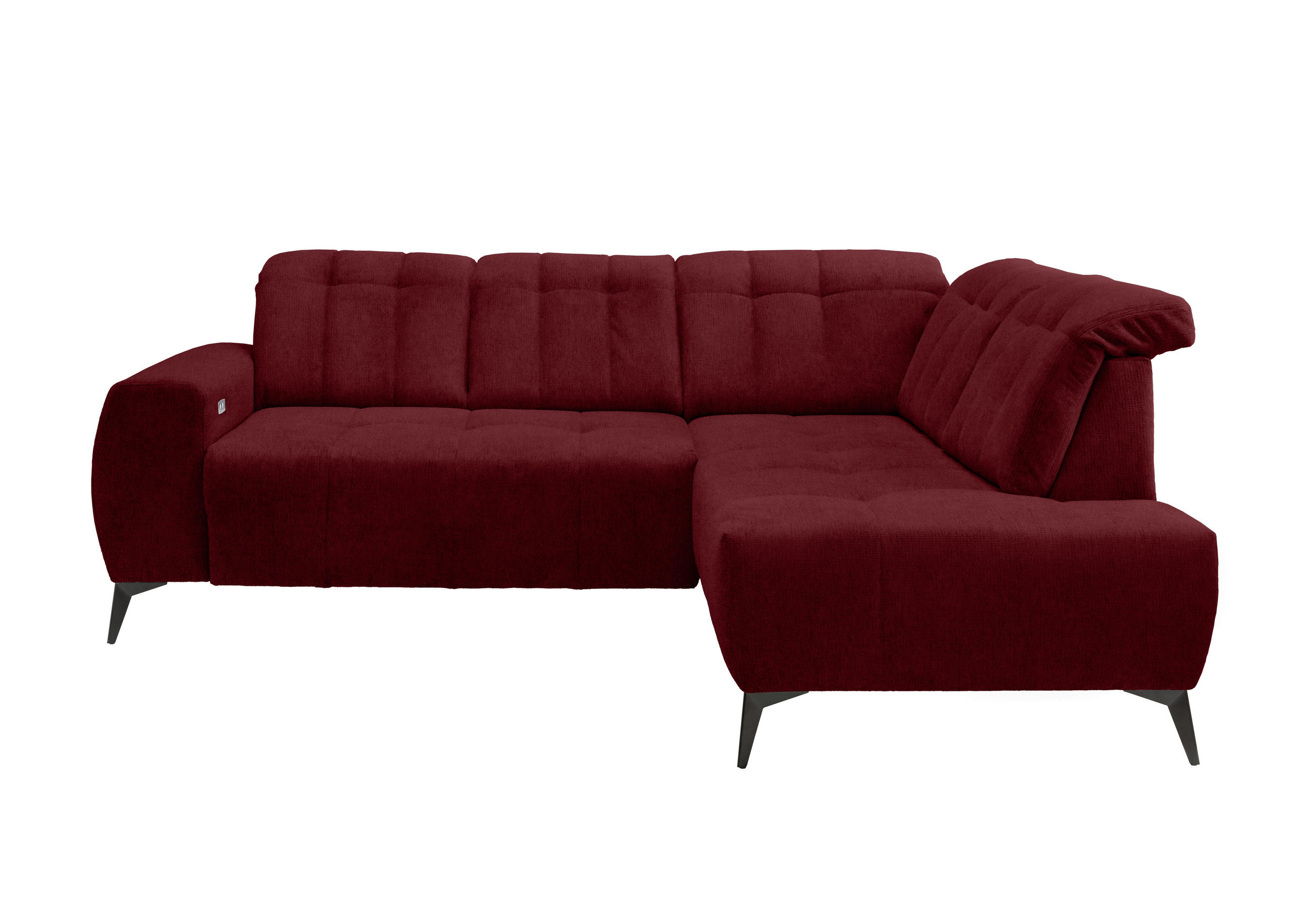 ECKSOFA in Mikrofaser Bordeaux - Bordeaux/Schwarz, Modern, Textil/Metall (261/200cm) - Livetastic