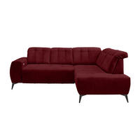 ECKSOFA in Mikrofaser Bordeaux  - Bordeaux/Schwarz, Modern, Textil/Metall (261/200cm) - Livetastic